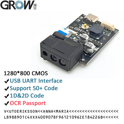 Grow GM69PRO 1280*800 CMOS OCR / 1D / 2D Barcode Scanner Module Support Ocr Passport Code